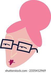 Funny charming granny with a sarcastic face. Illustration in a modern hand-drawn children's style. Illustration in a modern hand-drawn childish style