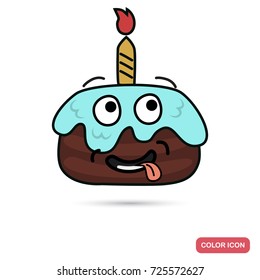 Funny chat birthday cake smile color flat icon
