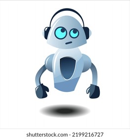 Funny chat bot with headphones. Voice support service. Virtual assistant. Ai. Online helper. 