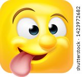 A funny cheeky happy emoji or emoticon square face 3d icon cartoon character sticking out their tongue