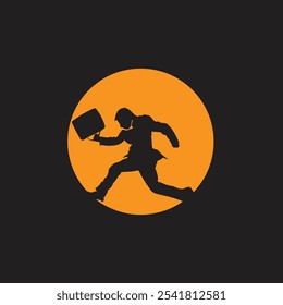 Funny cheerful businessman running vector image illustration