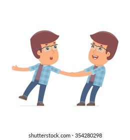 Funny and Cheerful Character Freelancer drags his friend to show him something. Poses for interaction with other characters from this series