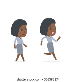Funny and Cheerful Character Social Worker goes and runs. for use in presentations, etc.