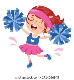 Cheerleader cartoon with pom poms Royalty Free Vector Image