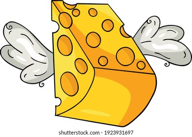 Graciosa rebanada de queso con alas 

