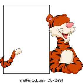 Funny cheetah with blank sign