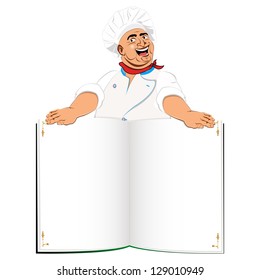 Funny Chef and book menu for Gourmet.Vector