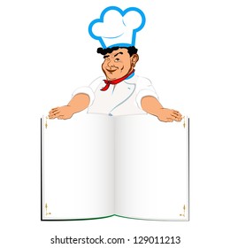 Funny Chef and book menu for Gourmet.Vector