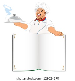 Funny Chef and book menu for Gourmet.Vector