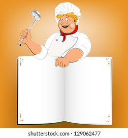 Funny Chef and book menu for Gourmet.Vector
