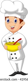funny chef cartoon bring bowl 