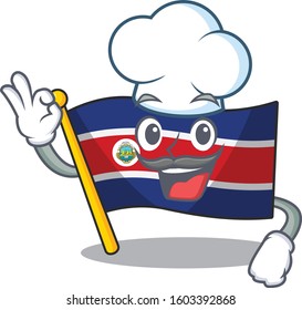 Funny Chef flag costa rica Scroll cartoon character wearing white hat