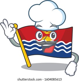 Funny Chef flag kiribati Scroll cartoon character wearing white hat
