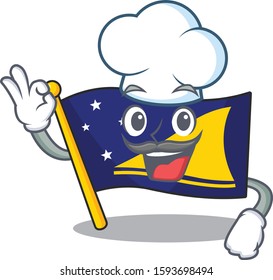 Funny Chef flag tokelau Scroll cartoon character wearing white hat