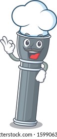Funny Chef flashlight Scroll cartoon character wearing white hat