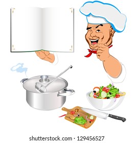 Funny Chef and fresh vegetable food for Gourmet