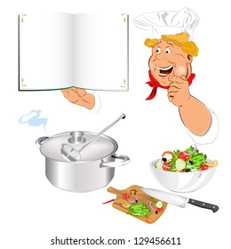 Funny Chef and fresh vegetable food for Gourmet