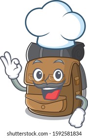 Funny Chef hiking backpack Scroll cartoon character wearing white hat