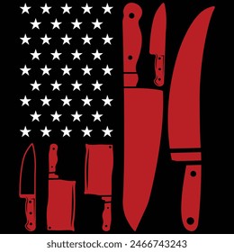 funny chef knife American flag t-shirt design