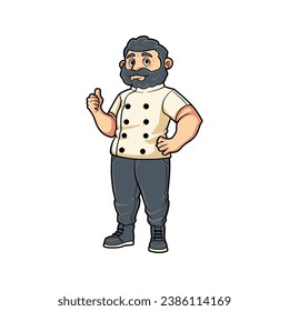 Funny Chef mascot character design for culinary business and restaurant vector illustration