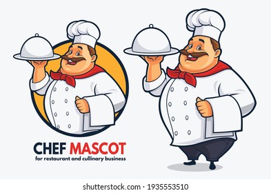 Funny Chef Mascot Design For Cullinary Business And Restaurant, Fat Chef Mascot Design