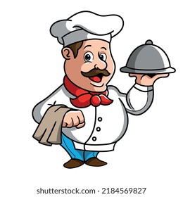 Funny chef mascot design. vector illustration