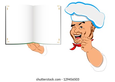 Funny Chef and menu food for Gourmet