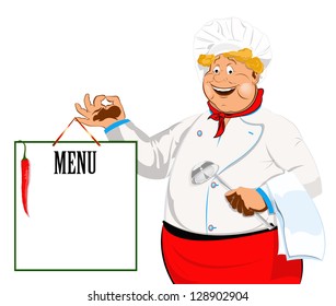 Funny Chef and menu.Vector