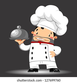 funny chef on a gray background