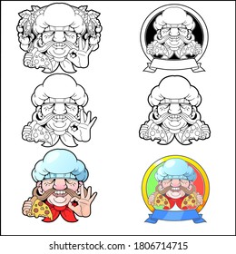 lustiger Koch mit Pizza-Logo, lustiges Design