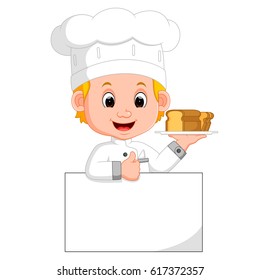 funny chef and sign board