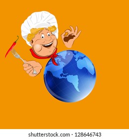 Funny Chef.Best food for gourmet.Vector