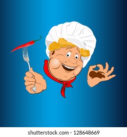 Funny Chef.Best food for gourmet.Vector