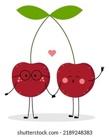 Funny cherries on white background