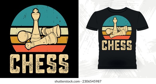 Funny Chess Player Retro Vintage Chess Board T-shirt Design
