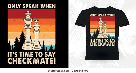 Funny Chess Player Retro Vintage Chess Board T-shirt Design