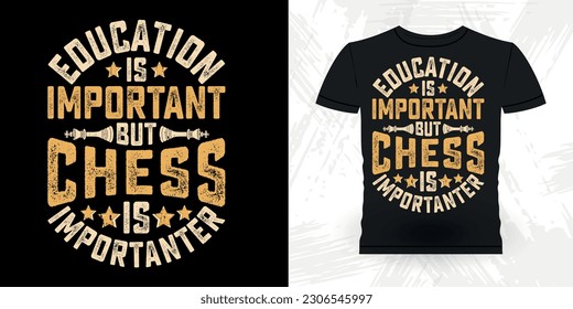 Funny Chess Player Retro Vintage Chess Board T-shirt Design