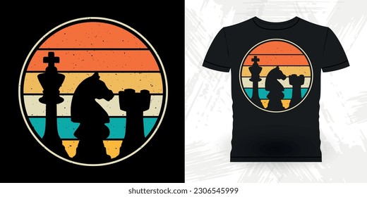 Funny Chess Player Retro Vintage Chess Board T-shirt Design