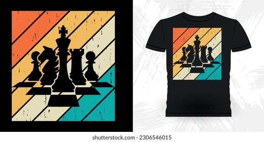 Funny Chess Player Retro Vintage Chess Board T-shirt Design