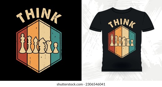 Funny Chess Player Retro Vintage Chess Board T-shirt Design