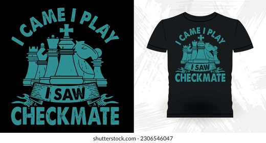 Funny Chess Player Retro Vintage Chess Board T-shirt Design