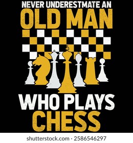 Funny Chess Player Retro Vintage Chess Board T-shirt Design