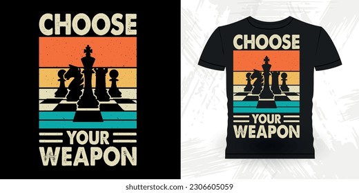 Funny Chess Player Vintage Chess Board T-shirt Design