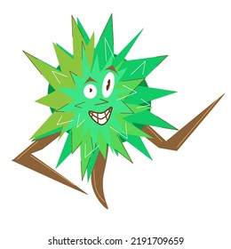 Funny chestnut ninja character. Vector illustration