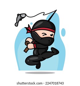 Diseño de caracteres divertidos de chibi ninja