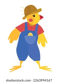 Hähnchenbauer in Denim-Overalls und Plaid-Shirt