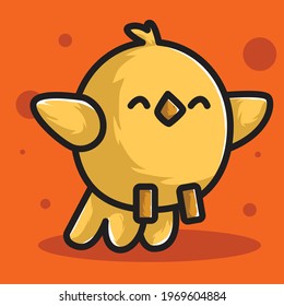 
FUNNY CHICKEN ILLUSTRATION template logo vector cartoon