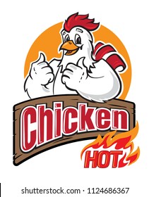 Funny chicken logo on white background.. Vector illustration