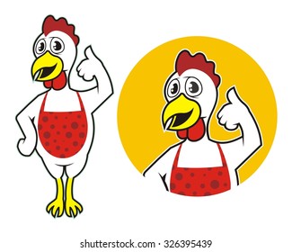 funny chicken mascot who is giving a thumbs up