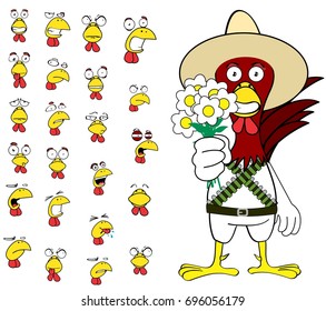 funny chicken mexican expressions cartoon set in vector format very easy to edit 